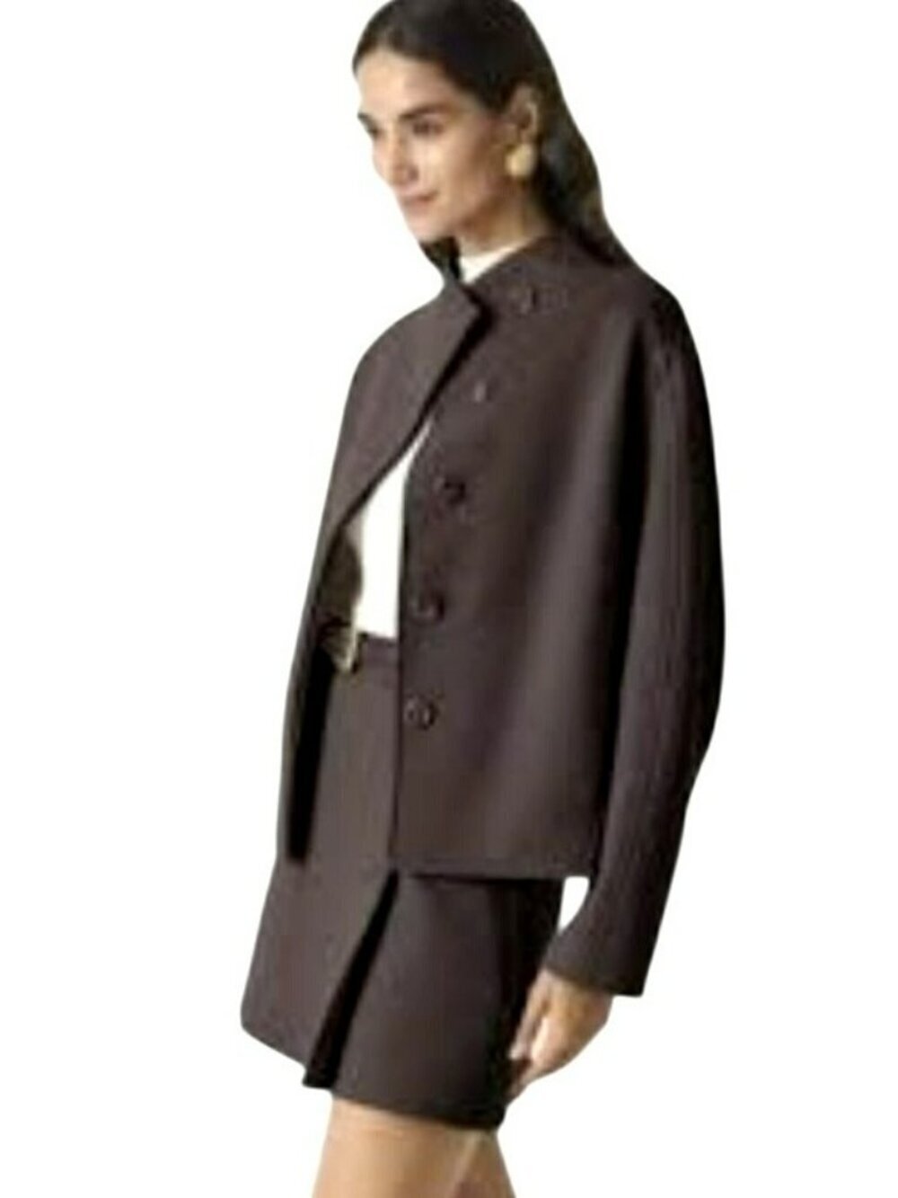 OGL Brown Oversized Double Breasted Minimalist Jacket Medium New